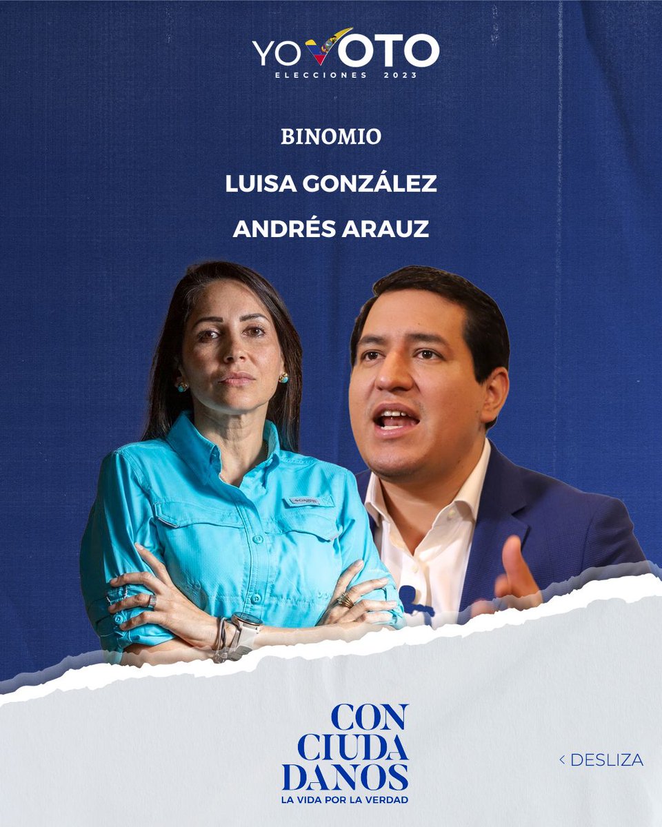 ConciudadanosEc's tweet photo. ¡No es sólo su propuesta, también se trata de su historia! 🗃️ 

Conoce un poco más sobre el Binomio González-Arauz por la Lista: 5 y que han venido haciendo por el país. 🇪🇨

Ecuatoriano que no te lo cuenten, ¡Investiga! 🔎🗂️

#Elecciones2023 #YoVoto #Investiga #ConciudadanosEc https://t.co/AYFGYgpdxR