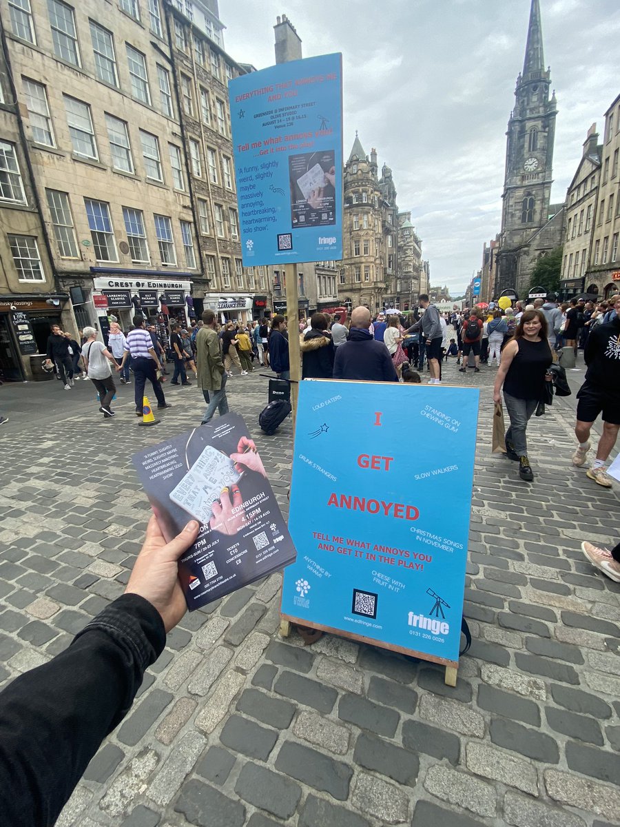 Catch us on the Royal Mile all this week! COME AND TELL US WHAT ANNOYS YOU!!

Then come and watch our show! 

‘Everything That Annoys Me And You’

16.15

Infirmary street @greensidevenues

14-19th

<a href="/edfringe/">Edinburgh Festival Fringe</a> #edfringe #edfringe23 #edinburghfringe #edinburgh