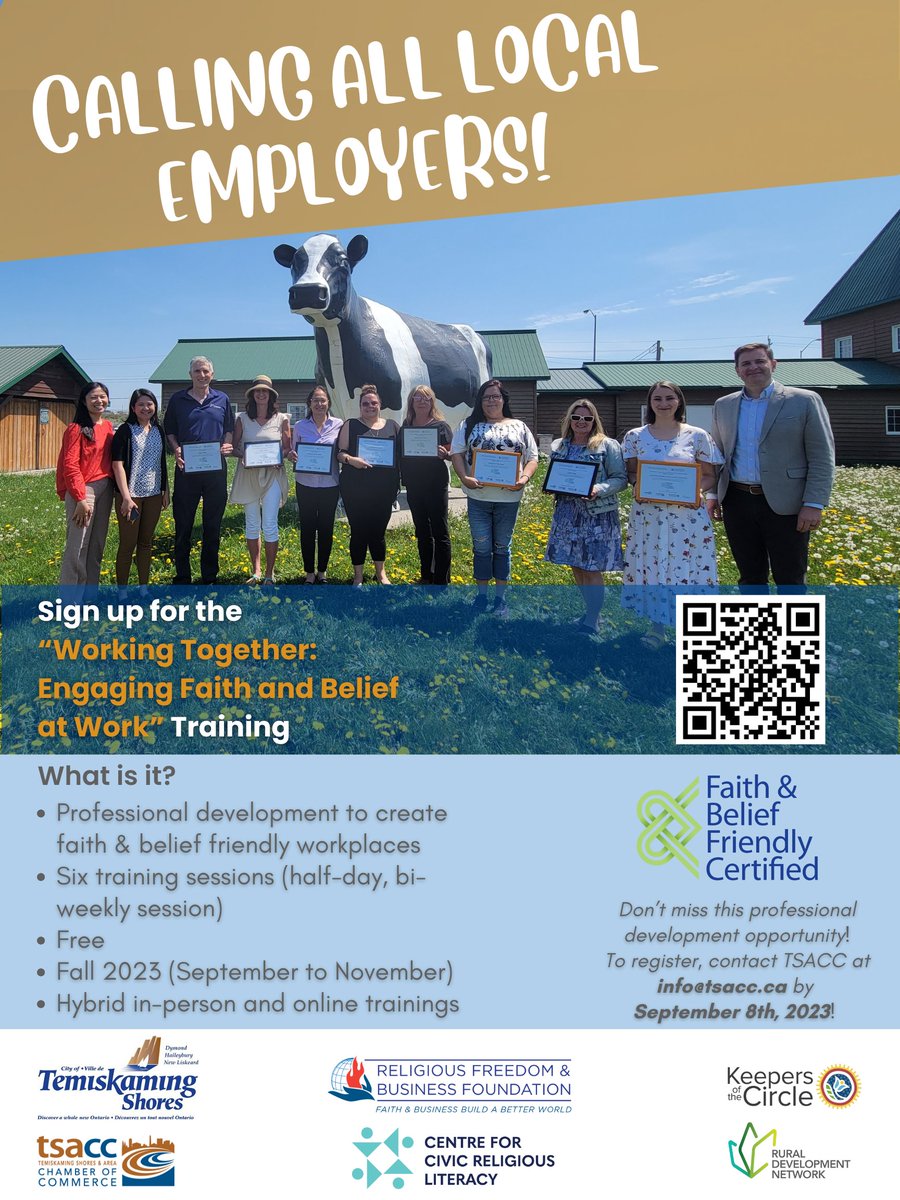Based in #TemiskamingShores? Then don't miss this professional development opportunity!

Registration now open -- lnkd.in/dnvRWGA7

#professionaldevelopment #rural #Canada #smallbusinesssupport #mediumbusiness #faithandwork #faith #inclusion #smalltown #religiousliteracy
