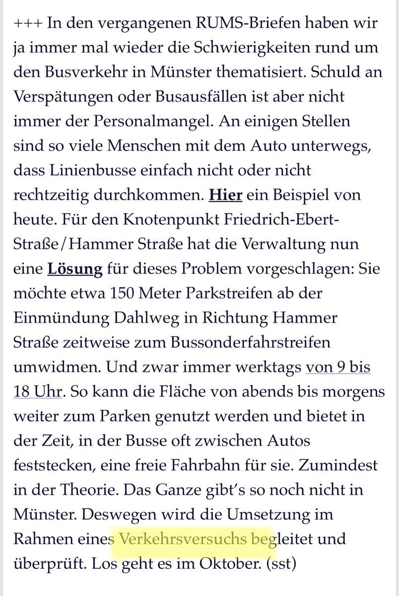 Juhuu. Endlich wieder ein #verkehrsversuch in #Muenster