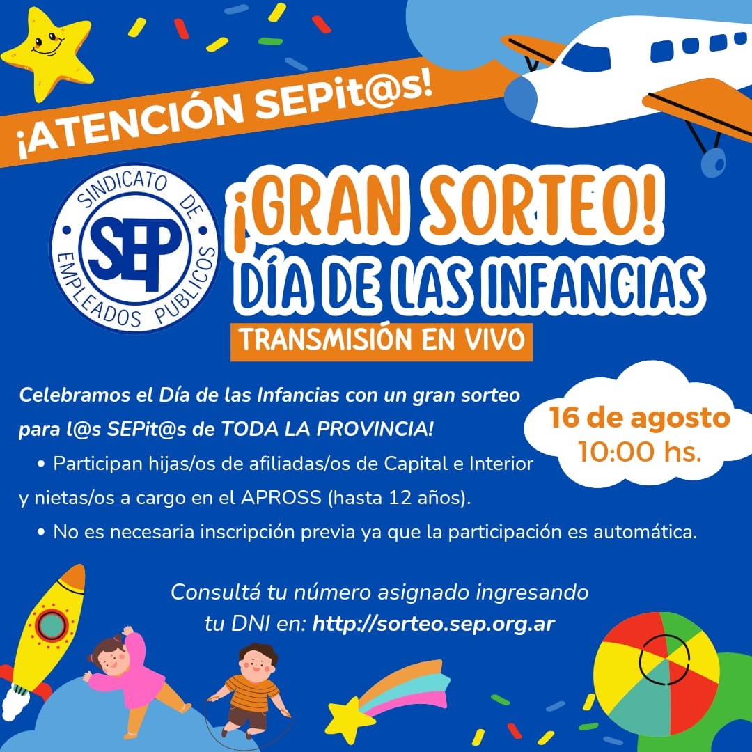 Gran sorteo en el SEP por el Día de las Infancias
nuestracordoba.com.ar/gran-sorteo-en…