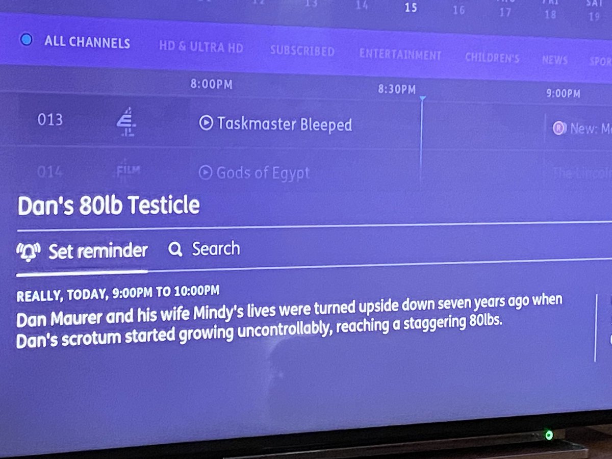 The thing about having 6 weeks off is you totally relax, and you start to scroll through the TV menu after a glass of wine and this catches your eye and you think ‘ooh, that looks interesting’