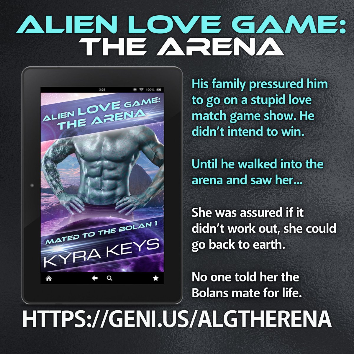 Have you read Alien Love Game: The Arena (Mated to the Bolan) by @KyraKeys yet? geni.us/algtherena His family pressured him to go on a stupid love match game show. He didn’t intend to win. #scifierotica #hotandspicy #MatedtotheBolan #aliens