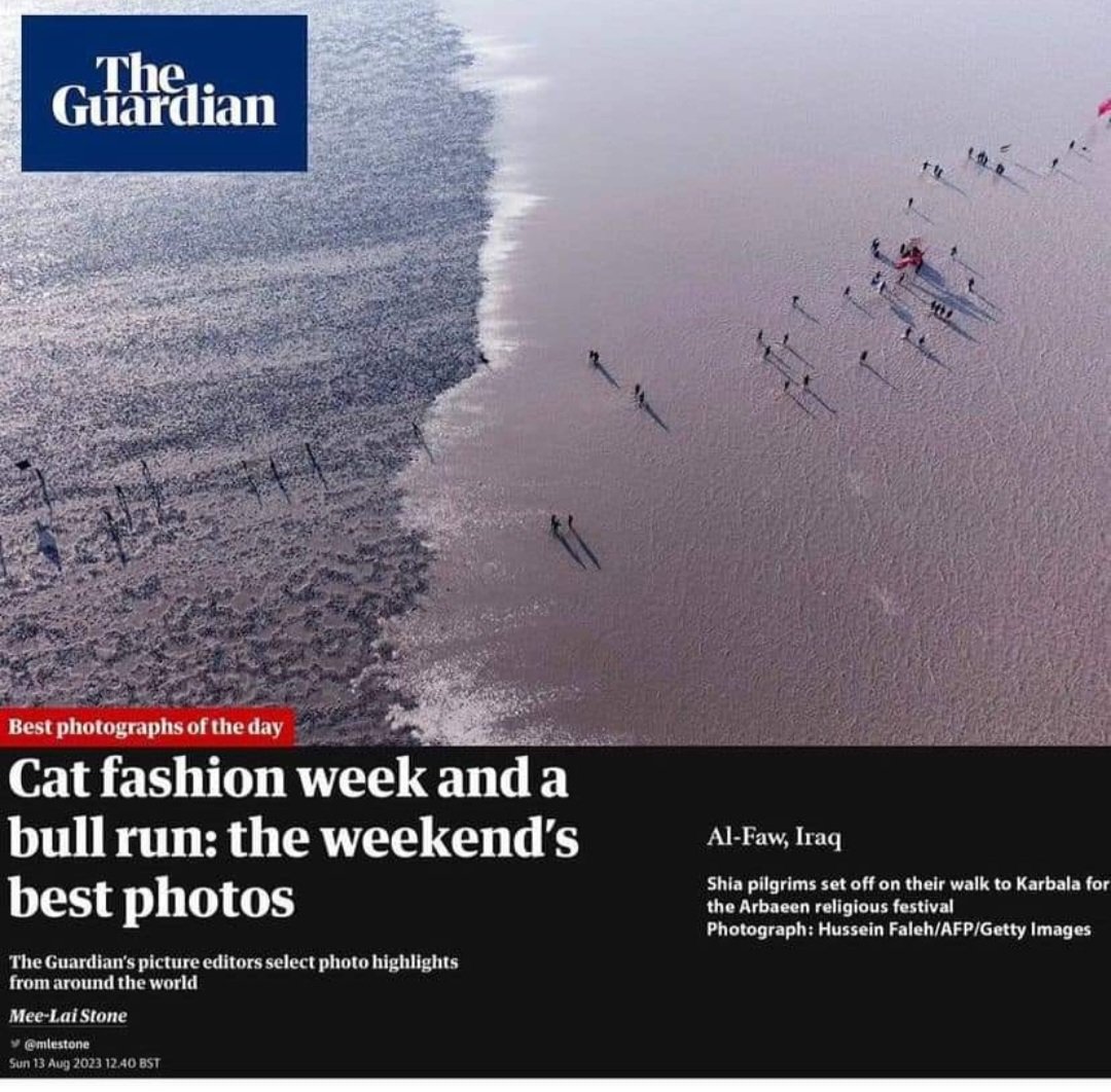 صحيفة الغارديان تنشر من ضمن افضل صور اليوم حول العالم ...
صورة انطلاق مسيرة الأربعين من رأس البيشة في الفاو جنوب البصرة