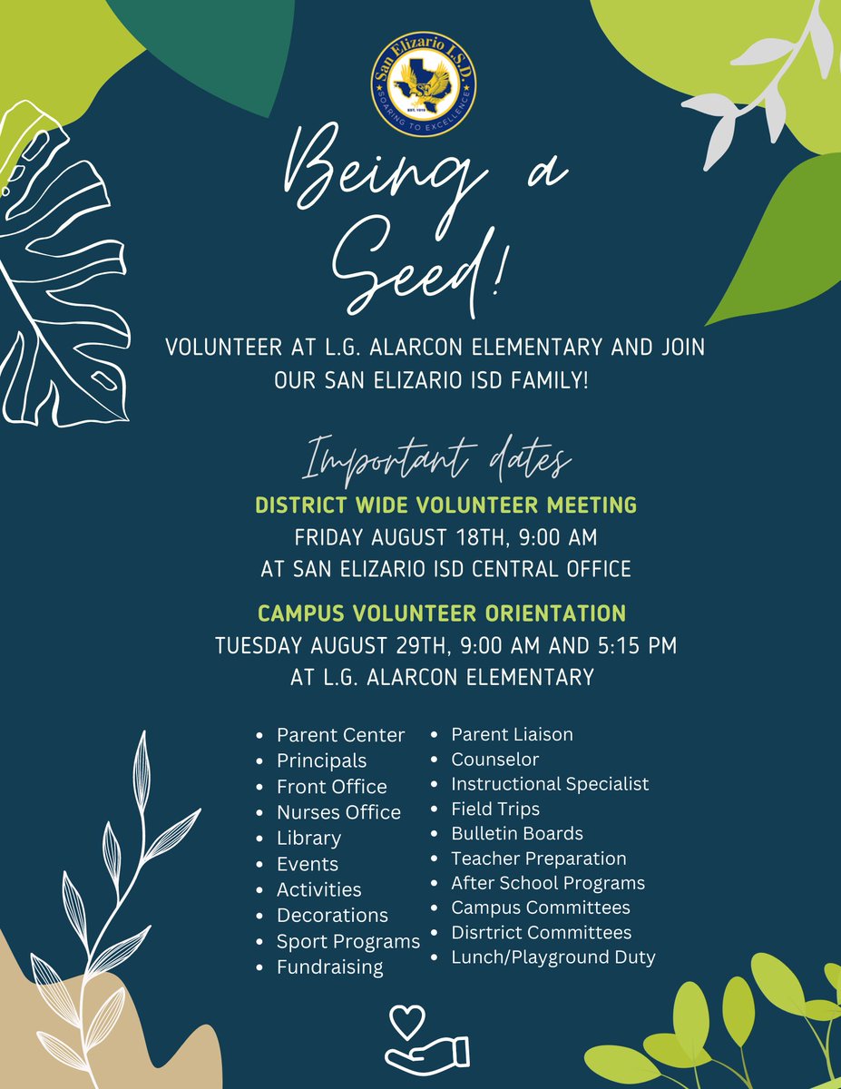 janetnatividad_'s tweet photo. Be a seed 🌱 and flourish in your family, school, district, and community! Looking for VOLUNTEERS for this 2023-2024 year! Save the dates 📆 #BeASeed #VolunteersNeeded #Here2Serve #PFE #ElCorazónDeSanElizarioISD 💙 @LettydeSantos1 @MsLorenaRobles @SEISDpliaison https://t.co/r63MLQYKKb