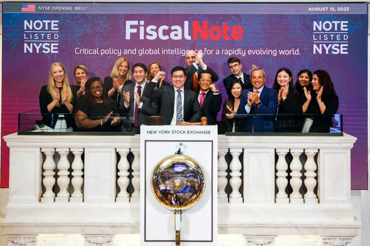 FiscalNote's tweet photo. ✨ @FiscalNote Celebrates 10 Year Anniversary and First Year as a Public Company with Opening Bell Ringing Ceremony at New York Stock Exchange (Photo credit: @NYSE)
Read more: https://t.co/bcR52twRq3 #FN10 #FiscalNotable #FiscalTakesNote https://t.co/NnpedXr5zk