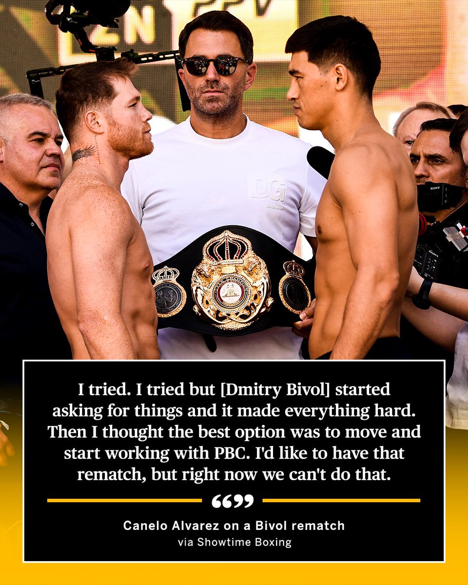 ESPNRingside's tweet photo. Canelo explained why he isn't rematching Dmitry Bivol in Sept. and fighting Jermell Charlo instead 👀 #CaneloCharlo https://t.co/UDwrHJ5gRj