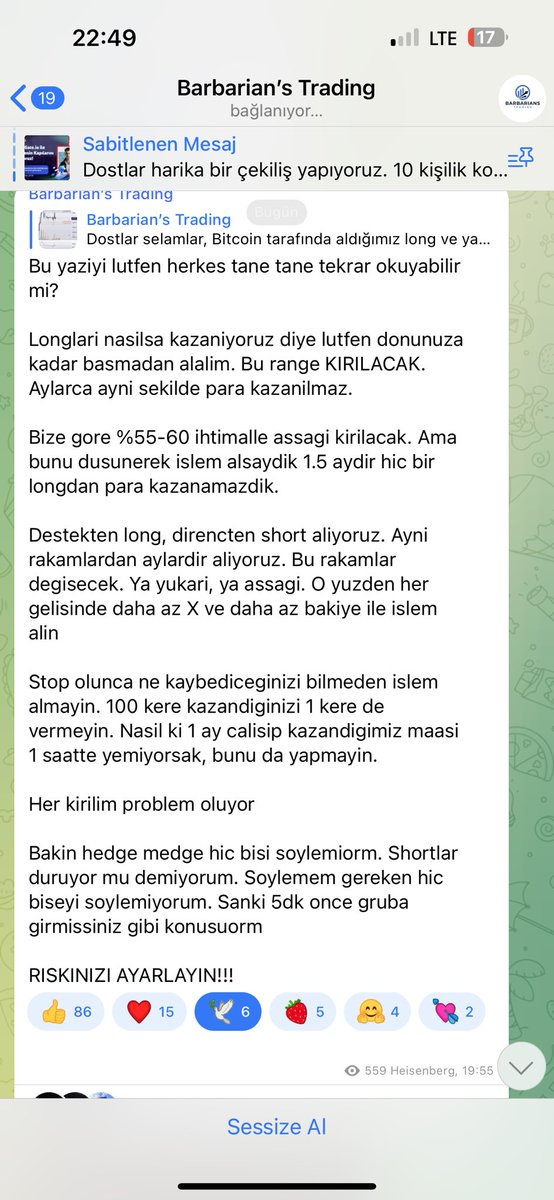 Bugün 19:55’te bu range kırılacak. Aylarca aynı şekilde para kazanılmaz bu işte bir yanlışlık olmalı der ;) 22:45 piyasanın hali ortada kim mi söylüyor <a href="/heisenbergtrx/">Heisenberg</a> #barbarians