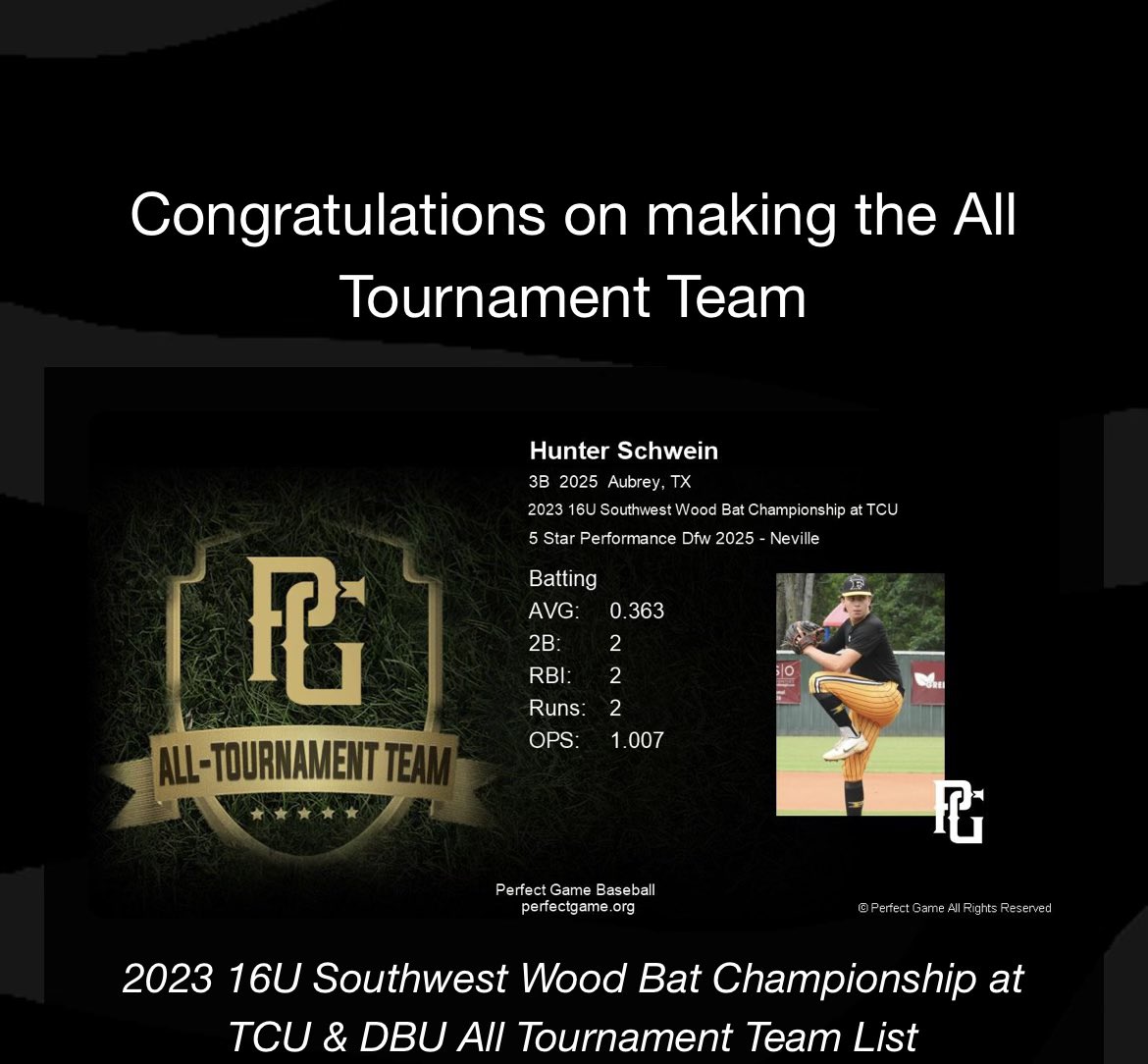 TXHomeGrown1976's tweet photo. Congrats @HunterSchwein on making the @Texas_PG all tournament team the last weekend of the season! @znev5starPB @LeoMcDaniel10 @fivestardfw @bhsbaseballbc @BUncommitted @GVO_Uncommitted @PG_Uncommitted #DentonBraswellBaseball2025 #FiveStarPerformance https://t.co/QgcGTT0JN7