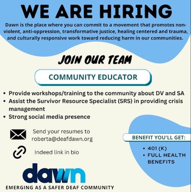 DeafDAWNinDC's tweet photo. We are hiring. Apply! https://t.co/KcONewST6J