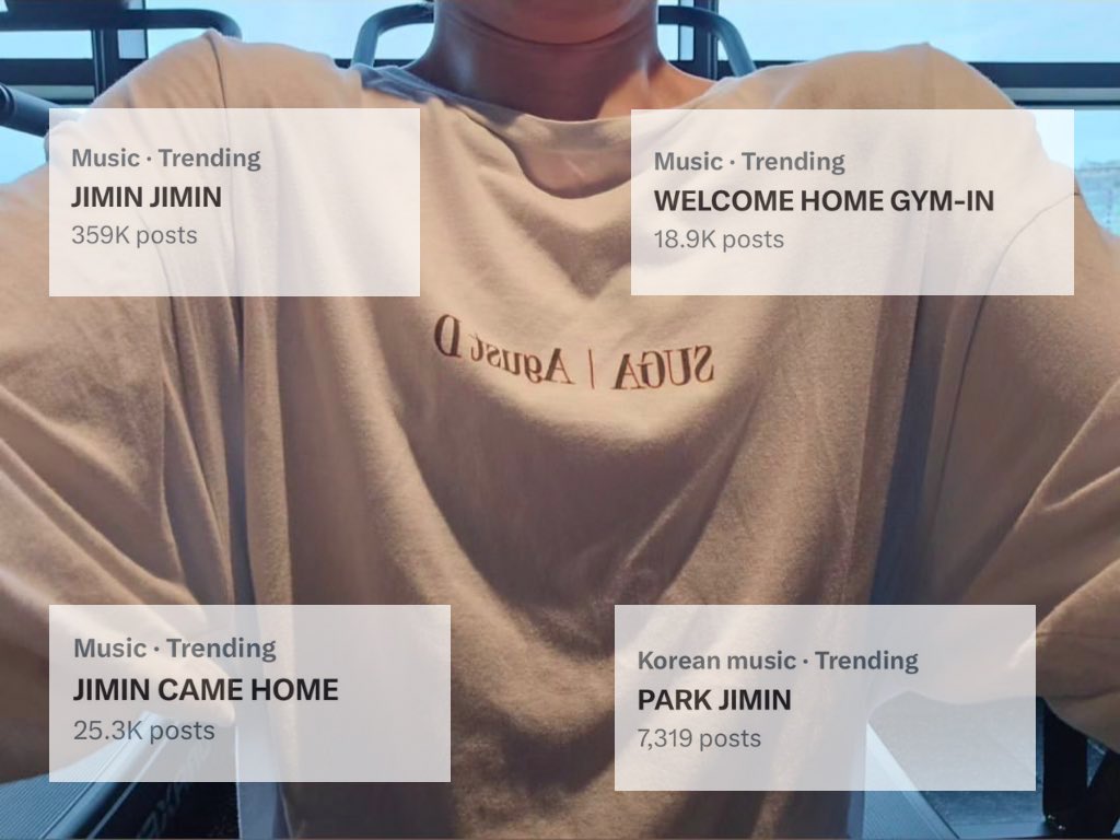 JiminGlobal's tweet photo. JIMIN JIMIN trends along with several keywords as Jimin shared a photo of him at the gym on his instagram story. 

WELCOME HOME GYM-IN
JIMIN CAME HOME 
PARK JIMIN 

We surely missed him! 🥹🫶🏼 https://t.co/bO3dKBocTC