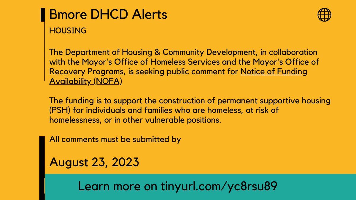 #ICYMI 🗣️Your voice matters! The city is seeking public comment on a new NOFA to support the construction of permanent supportive housing for people experiencing homelessness. Learn more on tinyurl.com/yc8rsu89
