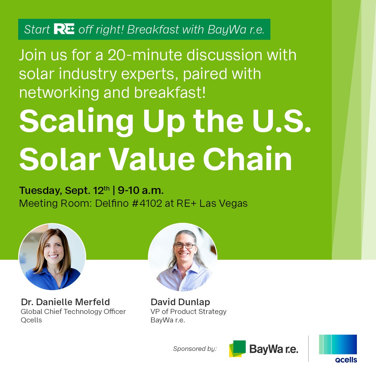 #SolarPros - planning to attend RE+? What better way to kickstart this year's RE+ than with a healthy breakfast option? Join us in Meeting Room Delfino #4102 on Tuesday, Sept. 12 to learn how you can level up your solar business in an ever-changing market: ow.ly/rQbj50Pzqyy