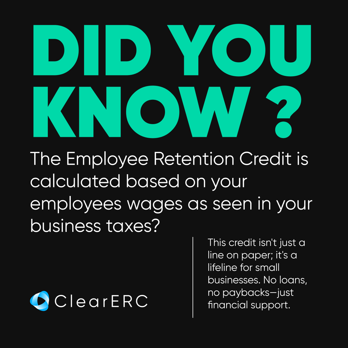 Did you know?  This credit isn't just a line on paper; it's a lifeline for small businesses, offering a refund cheque from the US Treasury. No loans, no paybacks—just financial support.
👉clearerc.com/how/?utm_sourc…
#FinancialSupport #ppp  #entrepreneurs #businessideas  #clearerc