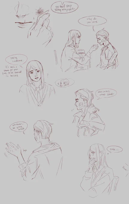 quick drawing bc i miss my hs au and also i wanna draw vi with blushing ears(?) 