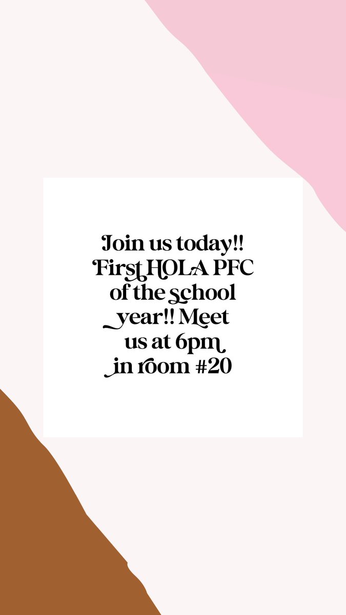 HolbrookPfc's tweet image. Our first #HOLAPFC meeting of the school year is today!!
All families are welcome! Meet us in room #20 at 6pm. Lots of info and events planning in the agenda! ✈️✈️✈️
Nuestra primera reunión del Club #HOLAPFC es esta tarde en el
Salón 20 a las 6pm.
Tod@s están invitad@s!!