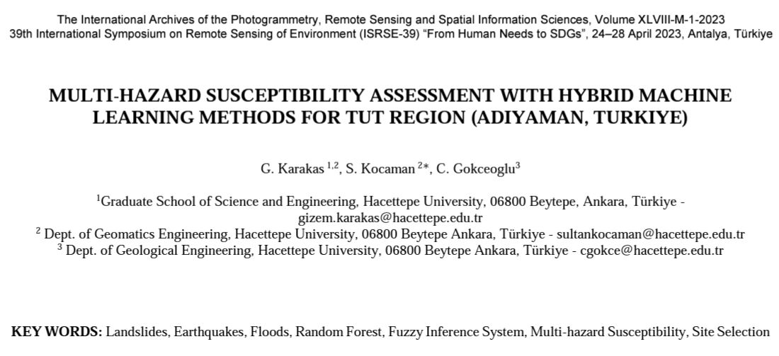 Site selection is crucial for building resilient cities. We evaluated the #multihazard proneness of Tut (Adıyaman) after #6February2023 #Kahramanmaras earthquakes with hybrid #machinelearning techniques #flooding #seismichazard #landslides @CGokceoglu doi.org/10.5194/isprs-…