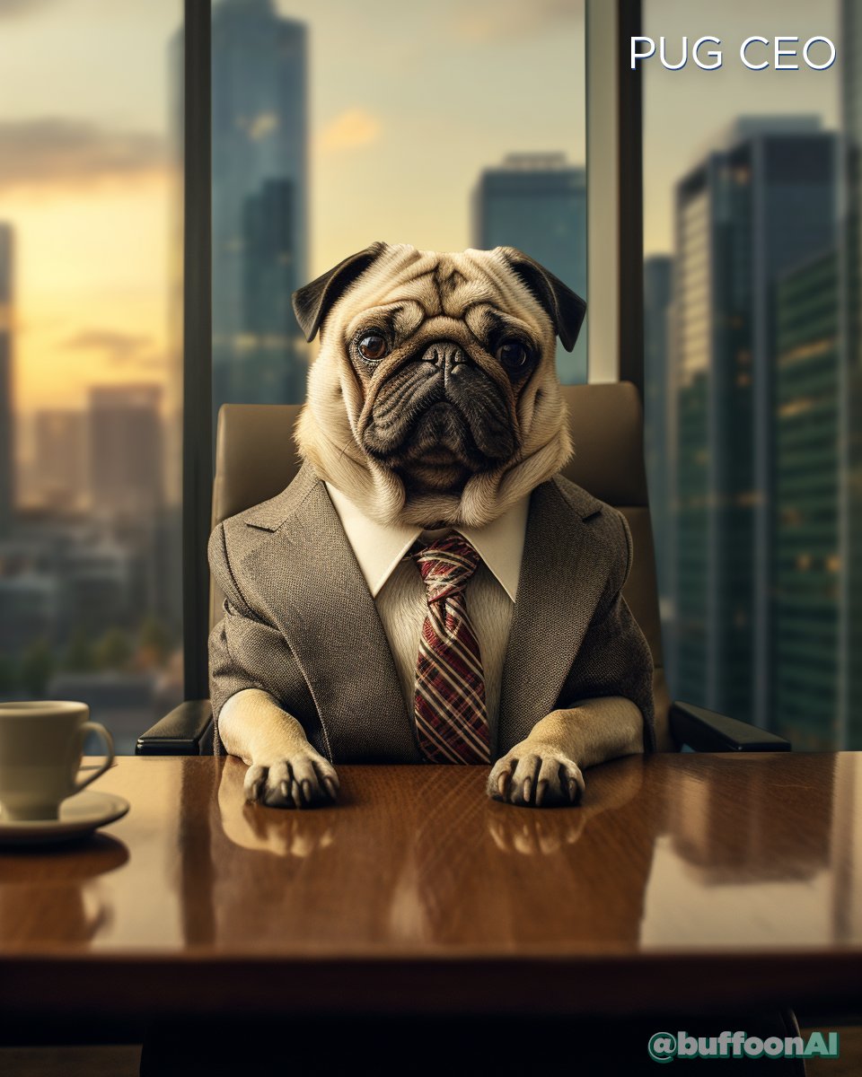 buffoonai's tweet photo. Pug CEOs. 💼 👔

#buffoonai #aicanfeel #art #drawing #illustration #artist #artwork #digitaldrawing #digitalillustration #aiart #aiartwork #midjourney #midjourneyart #midjourneyai #pugs https://t.co/Q4C5gUm0Pn