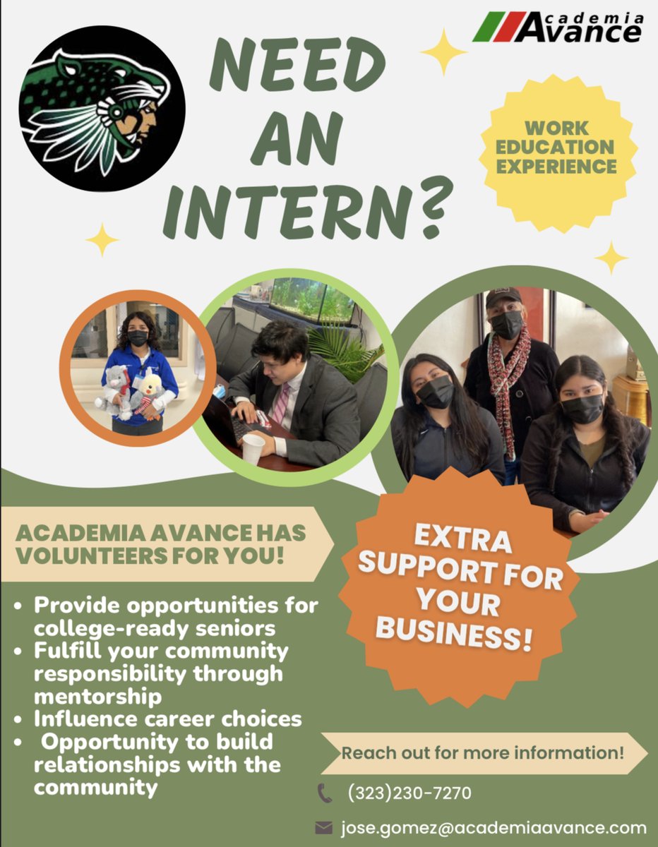 AcademiaAvance's tweet photo. Hey Avance Community! Avance is looking for places that offer mentoring for our seniors WEE program! If you know any businesses interested please share this flyer with them! Go Green! 💚 https://t.co/n7kyEX7Fmi