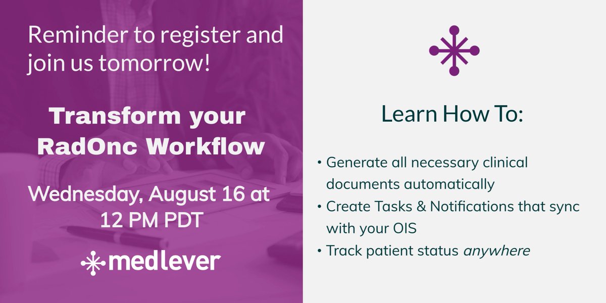 Help your #radonc team spend less time on paperwork and more time on patient care. Register: us02web.zoom.us/webinar/regist…

#radonc #HealthcareInnovation #rpa #Automation