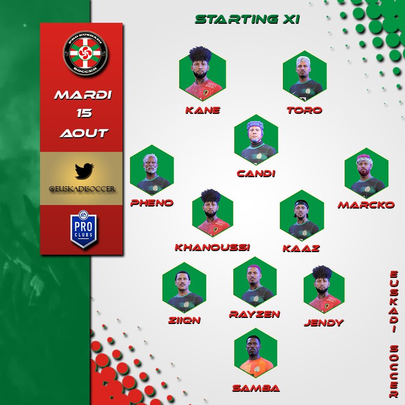 Programme 💥

⚽️ <a href="/EuskadiSoccer/">Euskadi Soccer</a>

🏆@PFLFrance_ 
🆚️ #ISGefoot
🕰 21h20

🆚️ <a href="/AZMilanClubPro/">MGT AZ Milan</a>
🕰 22h20

🏆 <a href="/santa_liga/">SANTA LIGA</a> 
🆚️ @ParisFcTgp
🕰 21h40

🆚️ #Losdahalos 
🕰 22h40 

📺 twitch.tv/proeuskadisocc…