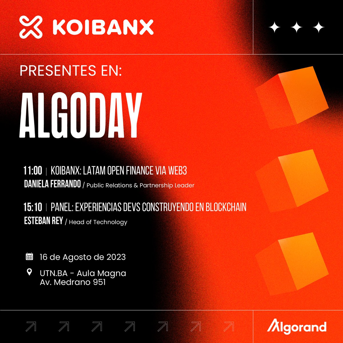 📢 Mañana seremos parte de #ALGODAY de @AlgoFoundation @AlgorandEs Aprenderemos de grandes referentes sobre el ecosistema Algorand y sus proyectos más innovadores en Latam. Te esperamos en…👇 🔗 eventbrite.com/e/algoday-una-…