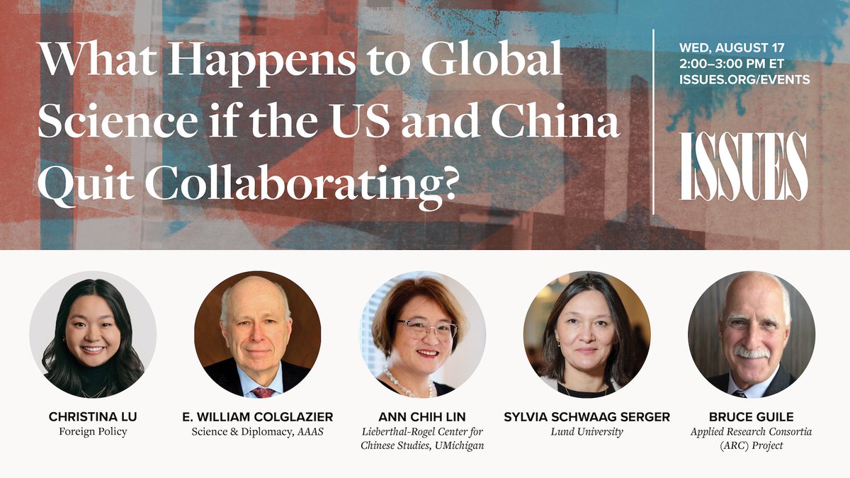 On Thursday, August 17 at 2 p.m. ET, join us to talk about how US-China competition is changing the trajectory of global scientific collaboration and engagement. Register here: asu.zoom.us/webinar/regist….