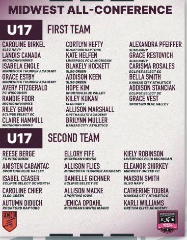GEA_ECNL_2005/06 Girls National (@gea_06g_ecnl) on Twitter photo Congrats to <a href="/_allisonmarsh/">Allison Marshall</a> and <a href="/karliiwilliamss/">Karli Williams 2025</a> and all of our <a href="/GEA_ECNL/">Gretna Elite Academy ECNL</a> players for their Midwest Conference honors!!! #BeElite Congrats to <a href="/_allisonmarsh/">Allison Marshall</a> and <a href="/karliiwilliamss/">Karli Williams 2025</a> and all of our <a href="/GEA_ECNL/">Gretna Elite Academy ECNL</a> players for their Midwest Conference honors!!! #BeElite
