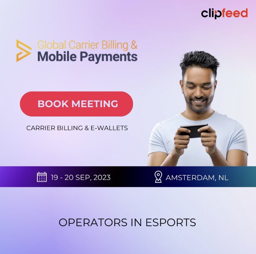 clipfeedcontent's tweet photo. Next month it's the Global Carrier Billing & Mobile Payments Summit.
The clipfeed team will be discussing all things competitive gaming and esports, so if you'd like to meet up, you can book a meeting:
https://t.co/j73L1B8DKN
#GCBSUMMIT #DCB #mVAS #carrierbilling https://t.co/fczPeSz6az
