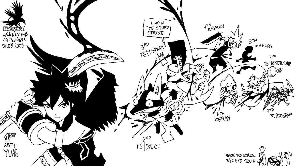 🏆FS Weekly #85 | Top 8 ranking

1. Yuas
2. <a href="/DydouSSBU/">Dylan Müller</a> 
3. Tchoupi
4. Keyaku
5. <a href="/Mathra18/">Matthra</a> &amp; Xeray
7.  Portosema &amp; LordTurnip

graph : <a href="/berbdraws/">Berb</a>