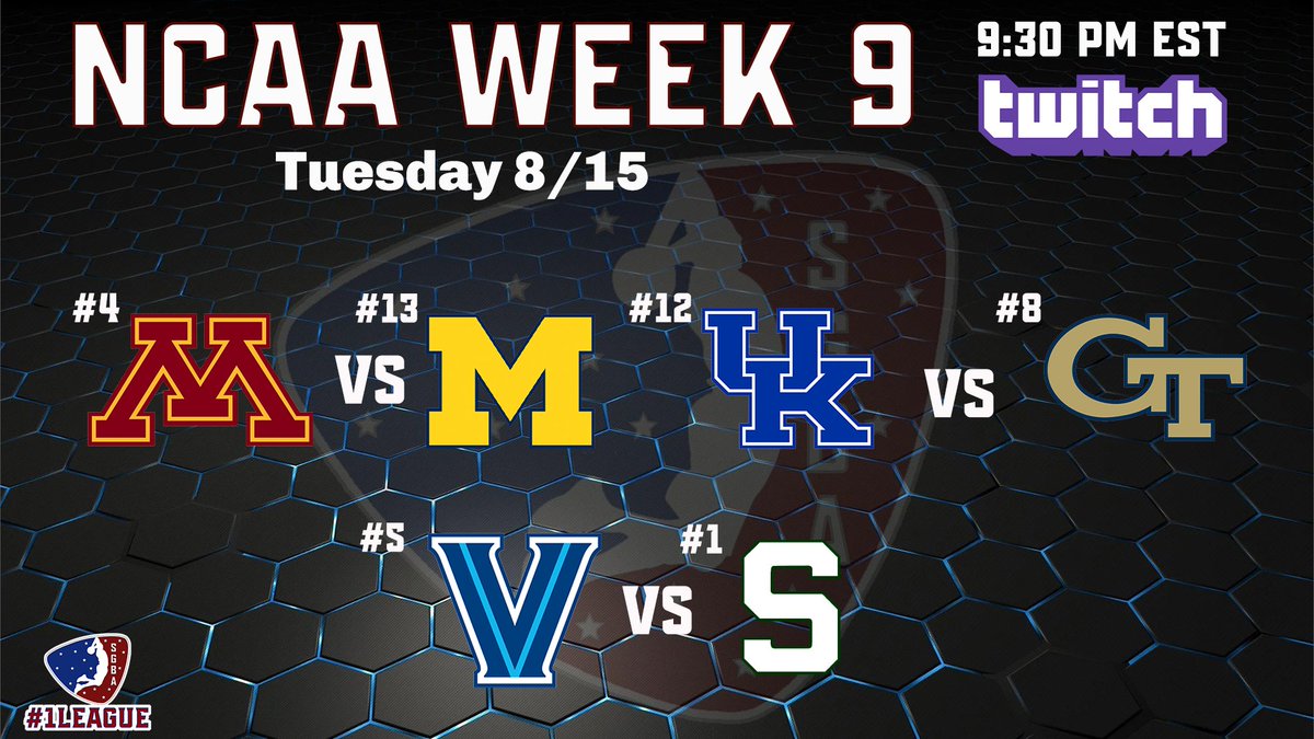 Week 9 action tonight with Minnesota v Michigan, Kentucky v Georgia Tech &amp; Villanova v MSU.  Swing by the live chat, drop us a follow and show some support for the SGBA.  #1League #NBA2K  <a href="/iNetworkSports/">iNetwork</a> <a href="/SupportingStre3/">Network GG</a> <a href="/GamerGrowth/">GamerGrowth</a> <a href="/CaveaIO/">CAVEA</a> <a href="/MiMi_Iink/">MiMi ®</a>  youtu.be/K1BYebAxDc4