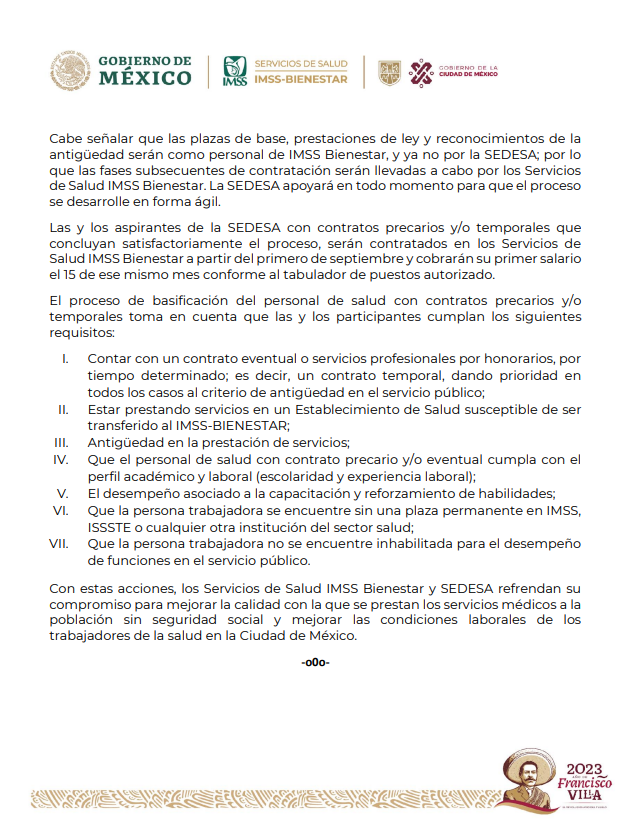 Leonardo_LugoV's tweet photo. Ya inició el proceso de basificación del personal de salud de la CDMX (@SSaludCdMx) a #IMSSBienestar 

Aquí toda la información 👇 https://t.co/UGQqsmnMMU