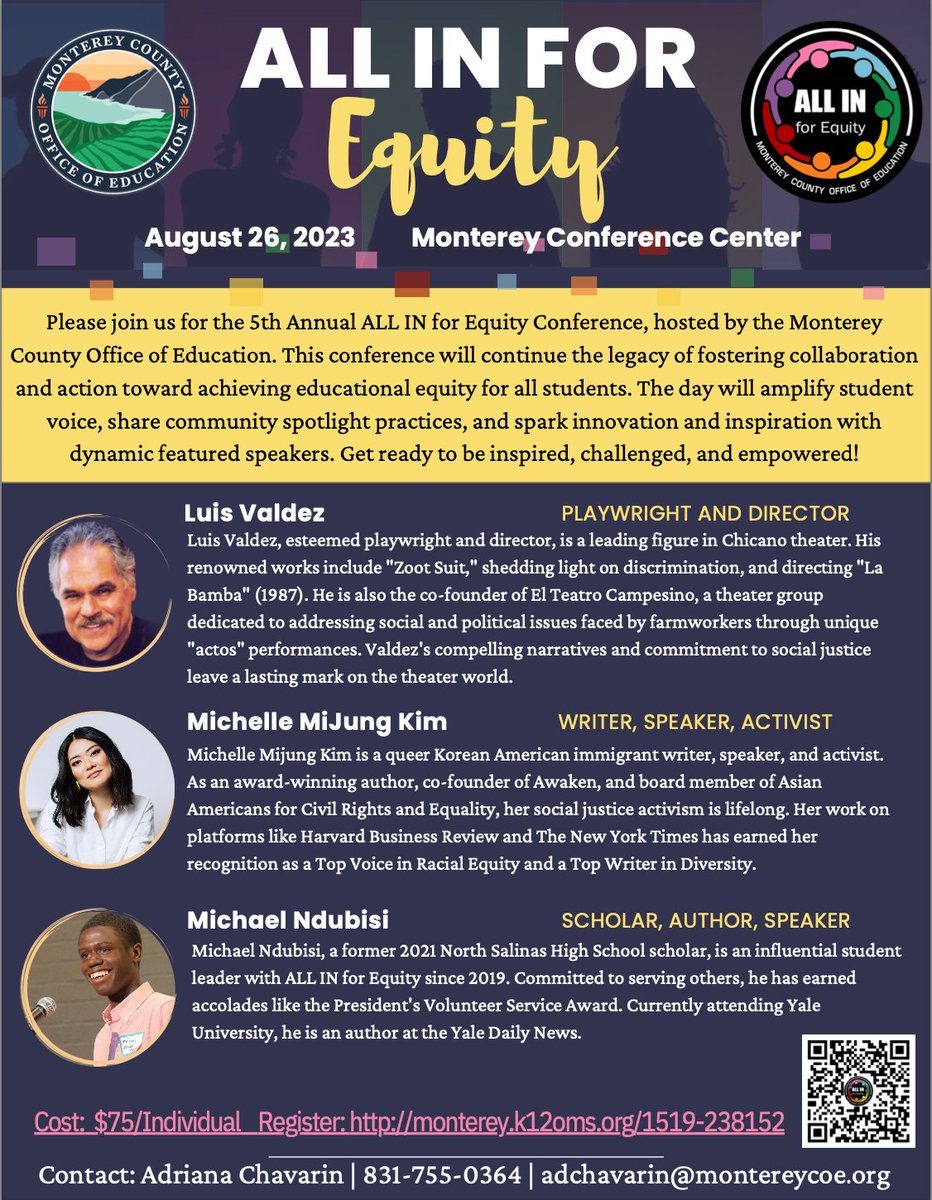 The anticipation is real! Just 11 days until #ALLINforEquity @MCOE_Now. I am looking forward to learning more from Harold Asturias about how we can better support students' mathematical learning through language! It's not too late to sign up. Join us! monterey.k12oms.org/1519-238152