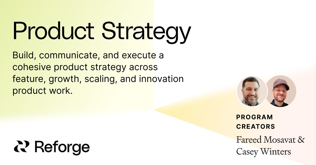 It's that time of year again - the next cohort of courses for @reforge are open for enrollment. @onecaseman and I worked together for nearly a year to develop the Product Strategy program for new product leaders making the leap from owning a single product area to a portfolio