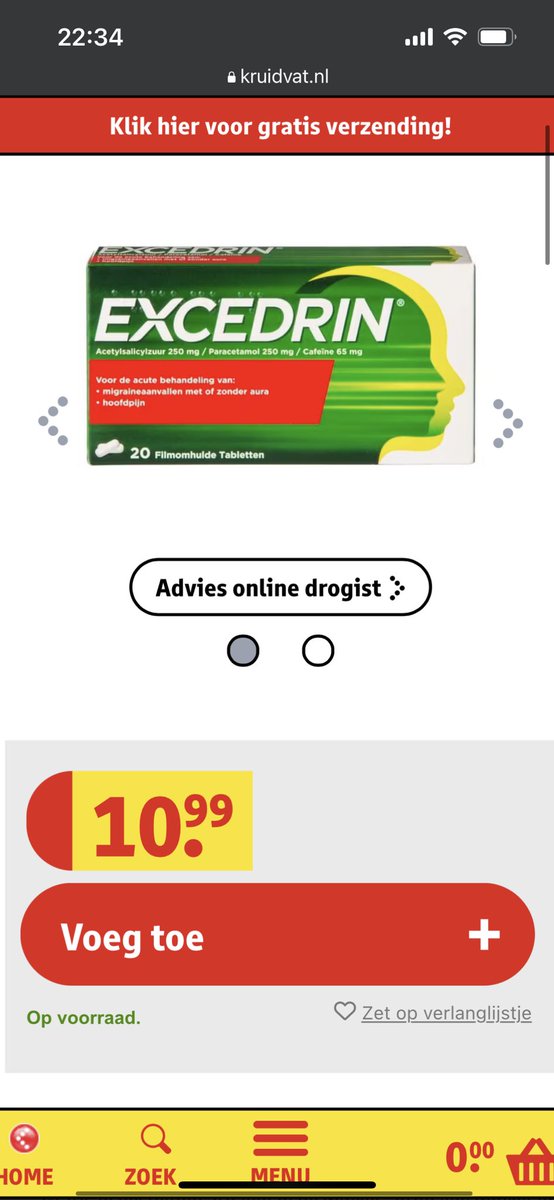 _MRS's tweet photo. Excedrin zelfde verhaal. Vaak nog met reclame bordje dat het speciaal werkt bij migraine erboven. Insane prijsverschil. https://t.co/KRY88CF1Wd