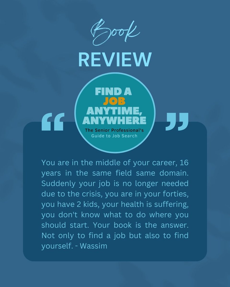 ritakml's tweet photo. Thank you for reviewing my book! 

Find A Job Anytime, Anywhere: The Senior Professional's Guide to Job Search  
Ko-fi (PDF): https://t.co/hRYGAXZkzh
Amazon (Kindle &amp; paperback): https://t.co/Fry6vXuPqU

#Book #DossierPro #JobSearch https://t.co/tgCDV021c5