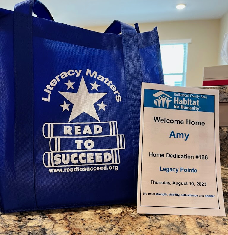 Some experiences never get old because they offer so much joy. We recently participated in another home dedication with Rutherford County Area Habitat for Humanity. We wish Amy the best as she settles (and reads) in her new home! #changinglives #onehomeatatime #onebookatatime
