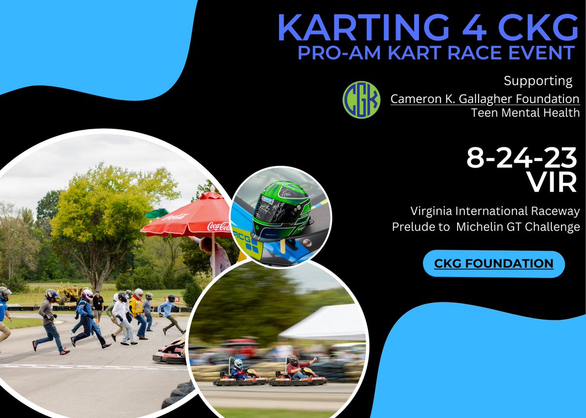The most fun, innovative fundraiser is right around the corner - Pro-am Kart race event at @VIRNow Just ahead of the @IMSA GTChallenge We can't wait!