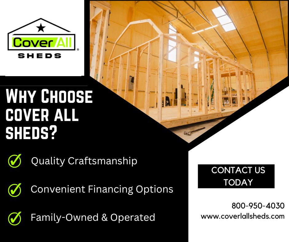Cover_all_sheds's tweet image. At Cover All Sheds, we pride ourselves on delivering outstanding customer service. Contact us today to discuss your shed needs and let us help you find the perfect solution. #ShedSolutions #ExtraSpace #CustomSheds #StorageSolutions #CoverAllSheds