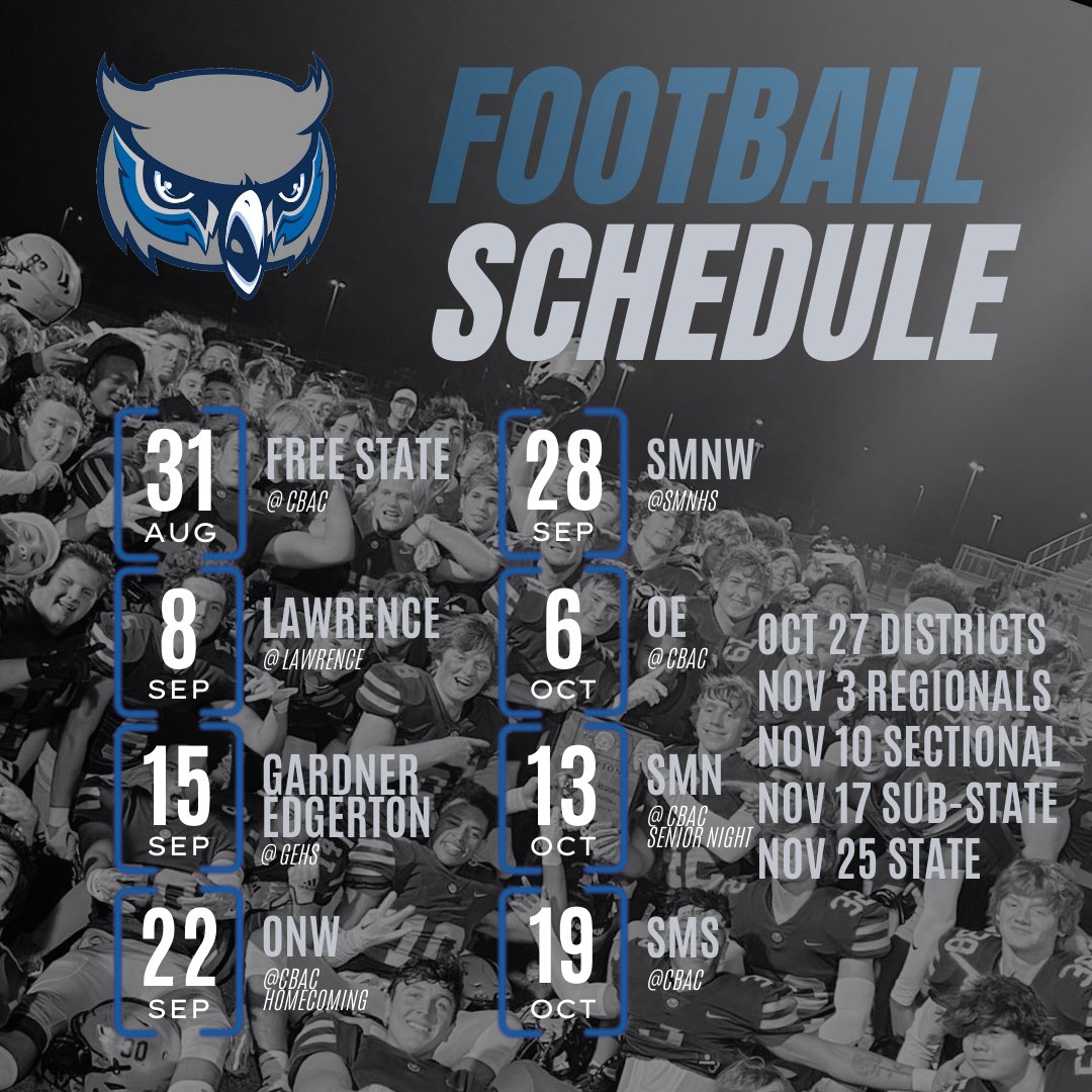 ‼️Updated schedule‼️
<a href="/ow12thman/">Olathe West 12th Man</a> <a href="/OlatheWestOwls/">Olathe West High</a> <a href="/OWNovacekOWLS/">Jay Novacek</a> <a href="/ADButlerOW/">ADButlerOW</a>