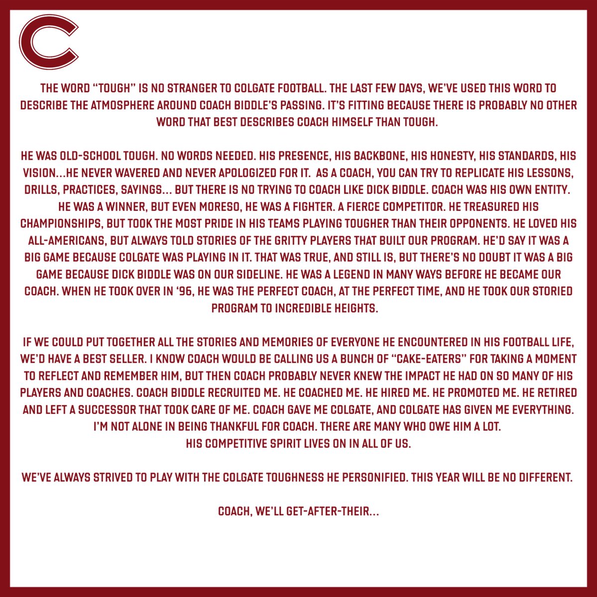 Rest in Peace, Coach.