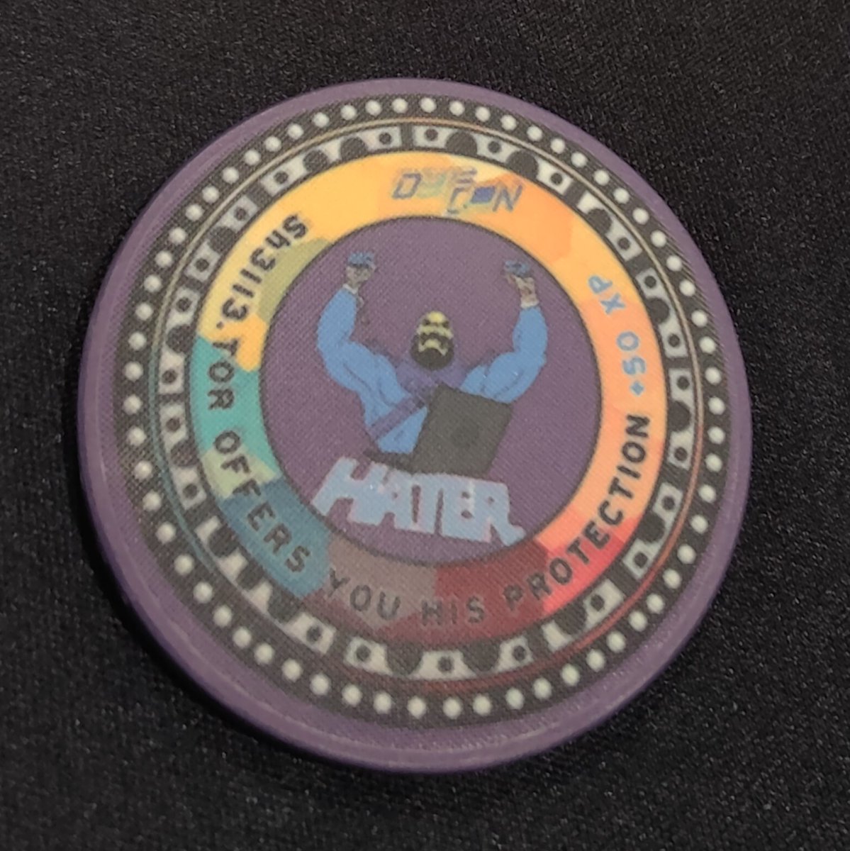 jclfcc's tweet photo. Thanks @Sh3ll3T for this chip. Been oogling this for a while. Nice to finally meet at #DEFCON31. See you at IVU. https://t.co/X5Ku01yA4E
