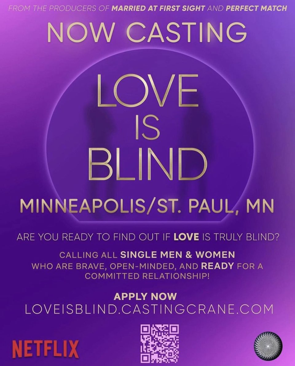 amandaogen's tweet photo. THE P🟣DS ARE NOW OPEN! I am back on the casting team for LOVE IS BLIND on NETFLIX!

We are seeking single men and women who are ready to find out if love is truly blind! (app link in bio!) #loveisblind #netflixcasting #castingcall #singlescasting #netflixloveisblind #podsquad https://t.co/HYe9dkDVuX