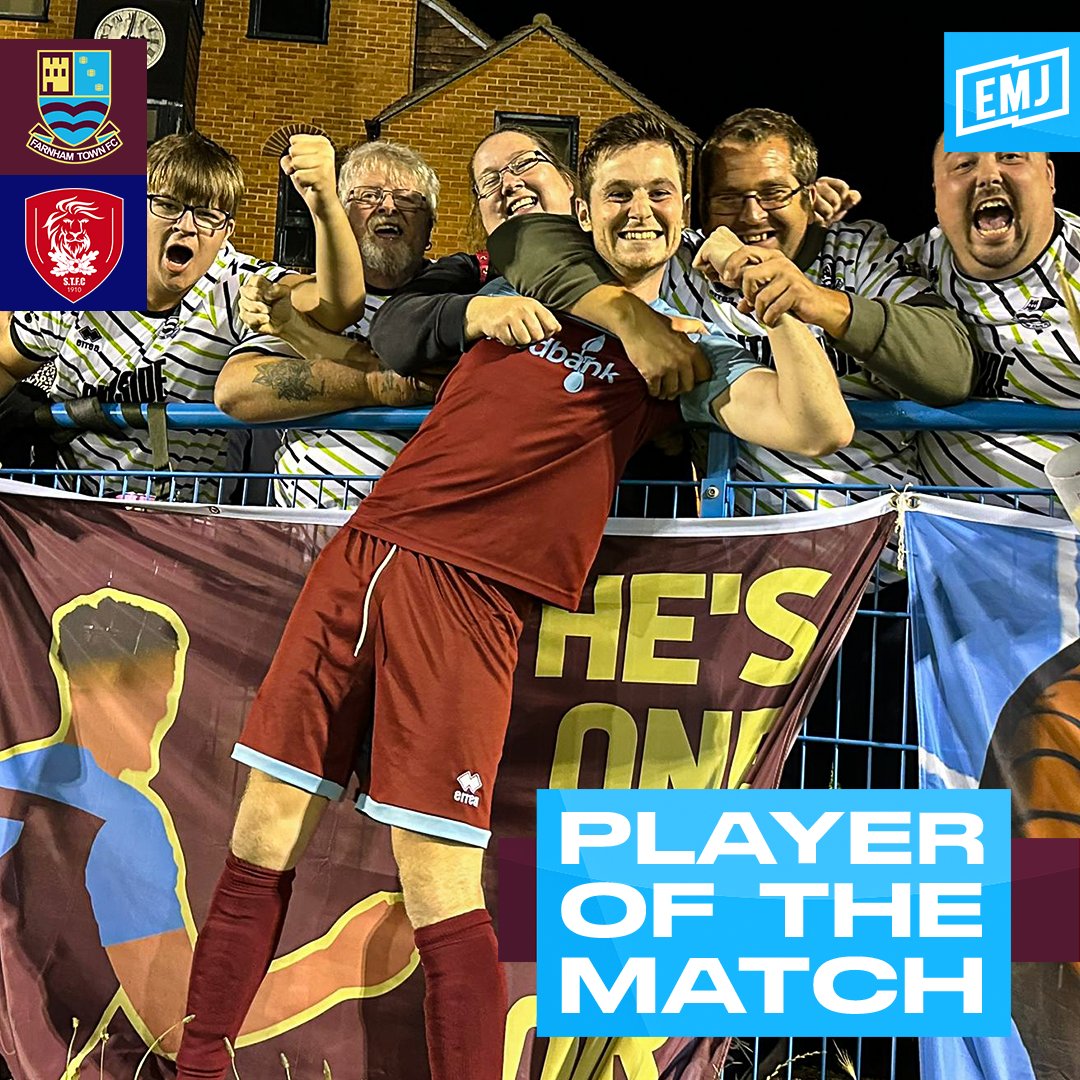 FarnhamTownFC's tweet photo. 🌟 𝐄𝐌𝐉 𝐏𝐋𝐀𝐘𝐄𝐑 𝐎𝐅 𝐓𝐇𝐄 𝐌𝐀𝐓𝐂𝐇 🌟

Today's EMJ Player of the Match is... @JoeJackson1412!

In his first home game for The Town, Joe put in an industrious display in the middle of the park and was often at the foundation of Farnham's best moves.

He rounded off his display in the second half with an excellently taken finish from inside the box through a crowd and into the far corner to make it 3-0 and put the game out of sight!