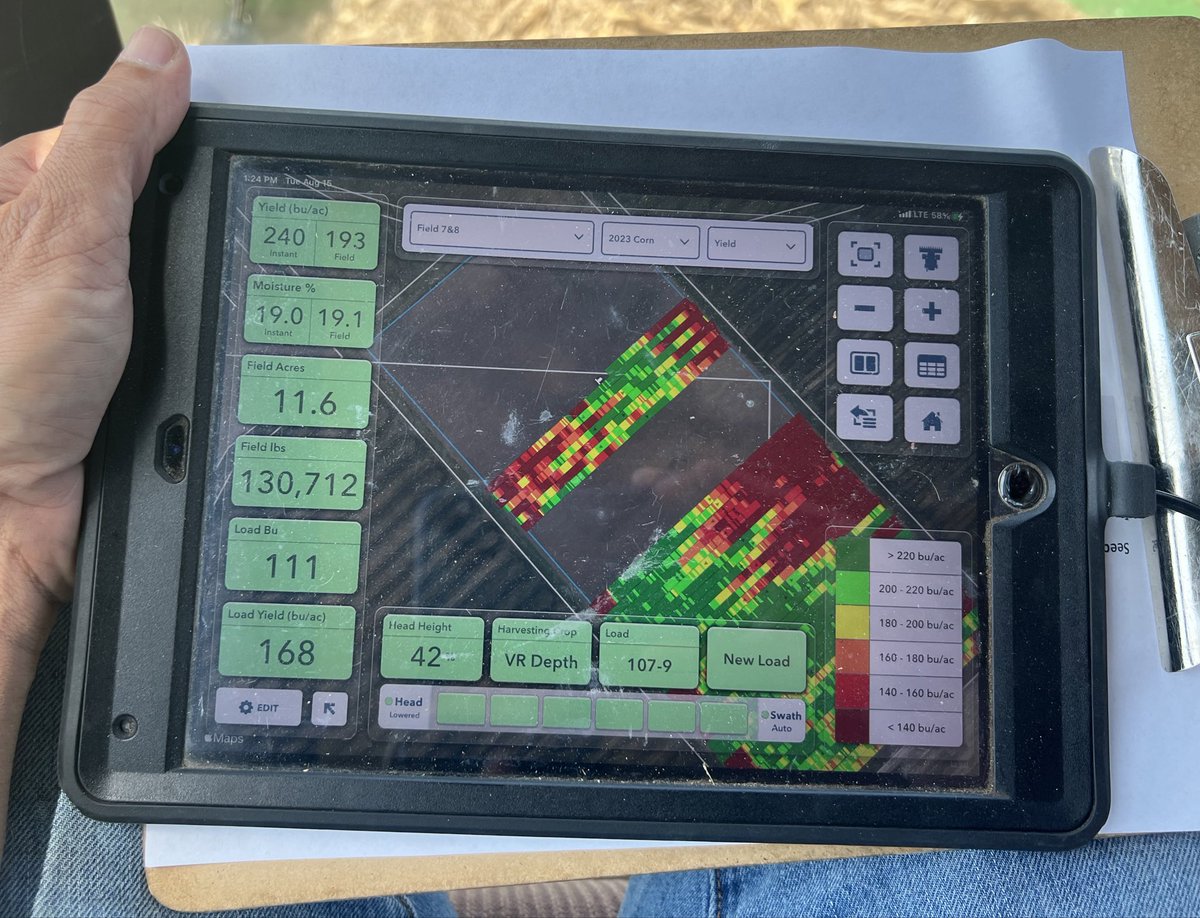 PrecAgEngineer's tweet photo. Corn #harvest23 is officially underway at the @sunbeltagexpo farm. Good to see some high numbers in our #plantertech #precisionplant plots across this field!! #cornharvest #agtechresearch #expofarm @UGA_CollegeofAg @UGADigitalAg https://t.co/Z2uAnWZwAJ