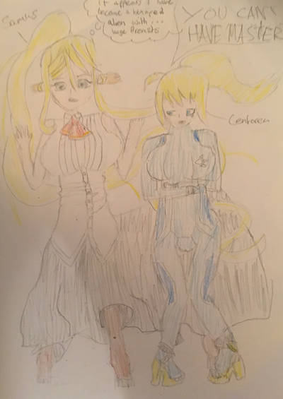 JadeSpecter's tweet image. Samus and Centorea Body Swap :
after the swap they both decide to live with Kimihito and go about they're daily lives