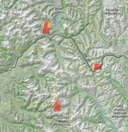 Wa_fire_watch's tweet photo. These are heat detections and let's just say the map wasn't like that at last scan which means the fire's are burning very strong right now, the #SourdoughFire #BlueLakeFire #DomePeakFire All of these fires are burning a ton!! https://t.co/JQ2Pm4gk7X