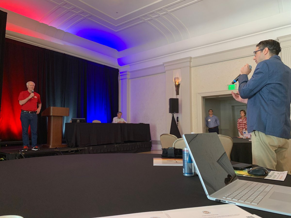 penncef's tweet photo. PA Land &amp; Liberty Director Justin Mason asks GOP Presidential Candidate and former Arkansas Gov. Asa Hutchinson about how to confront China on energy and manufacturing. #CENConclaveXIV https://t.co/CLfLmfx0Qq