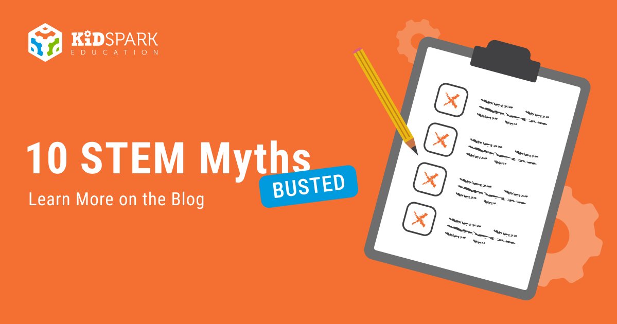 🚫 STEM Myth #1: STEM education doesn't start until middle school or high school. 🚫 Find more busted STEM myths on the Kid Spark Education Blog! 🚀 hubs.ly/Q01Z-WGt0