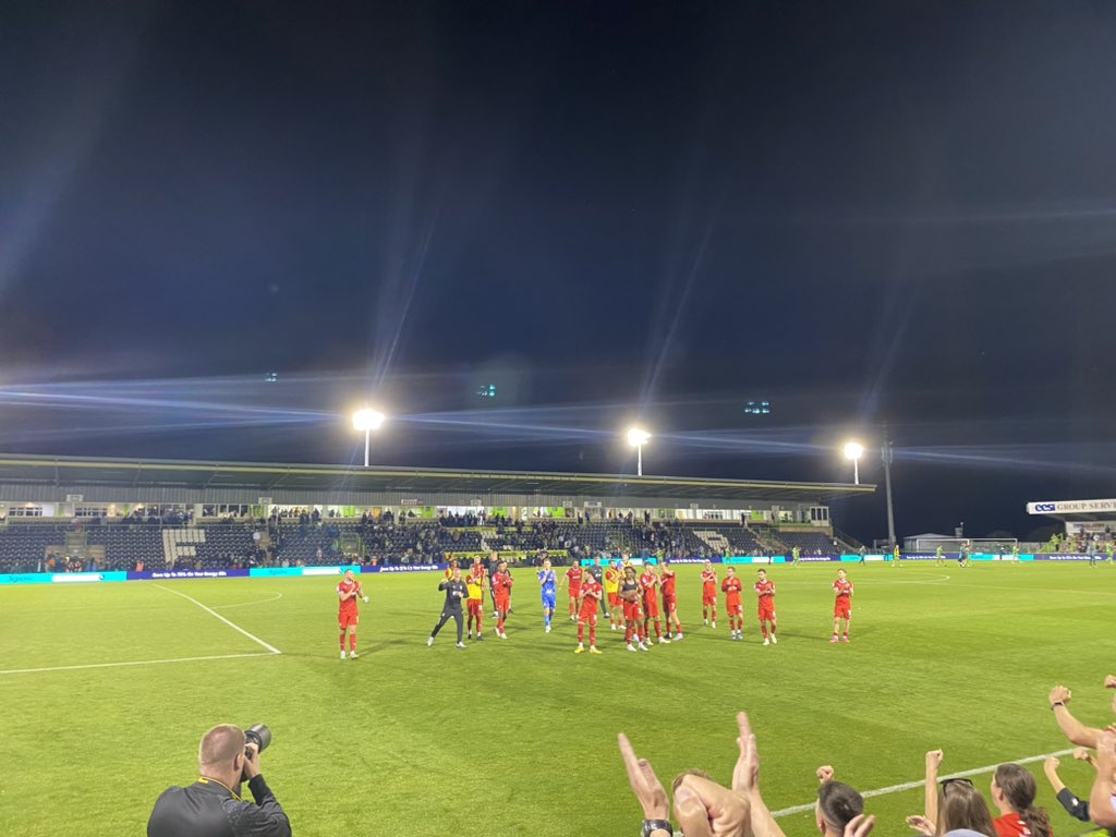 Forest Green away. A late winner and 3 points on the road, Dale Vince probably has his Just Stop Oil protesters lined up to stop us getting out of Nailsworth but we’re having a great time. You fucking reds 🔴⚪️